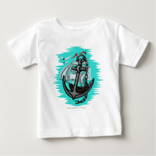 T-shirt Pour Bébé T-shirt vintage de bébé de bateau et d'ancre de
