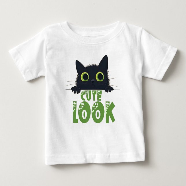 T-shirt Pour Bébé "T-Shirt Whimsical Black Cat Kids' - Cu Parfaiteme (Devant)