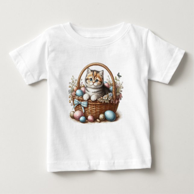 T-shirt Pour Bébé Tabby Kitten de Pâques (Devant)