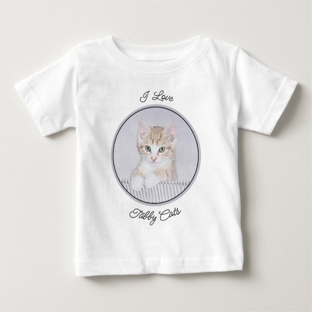 T-shirt Pour Bébé Tabby Orange Kitten Peinture - Art Chat original (Devant)