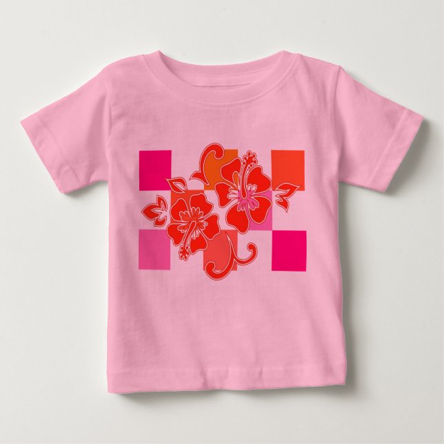 T-shirt Pour Bébé Tableau de contrôle Hibiscus Hawaiian Floral (Devant)