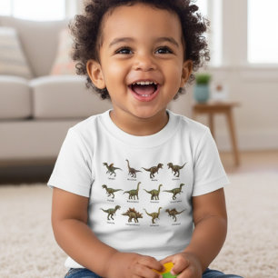 T-shirt Pour Bébé Tableau des noms de dinosaures Colorés des Amis Pr