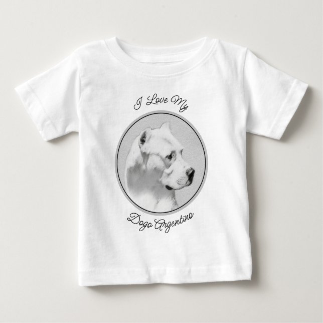 T-shirt Pour Bébé Tableau Dogo Argentino - Art Chien original (Devant)