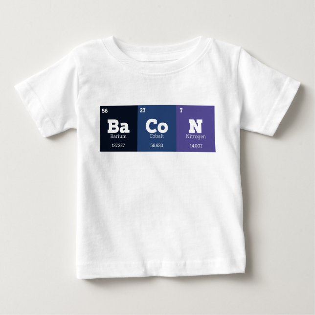 T-shirt Pour Bébé Tableau périodique Chimie Éléments chimiques Bacon (Devant)