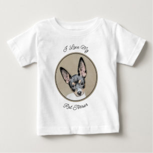 T-shirt Pour Bébé Tableau Rat Terrier - Cute Original Chien Art
