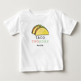 T-shirt Pour Bébé Taco Deux Jours Mardi Blanc 2E Anniversaire Garçon