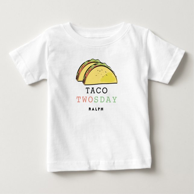 T-shirt Pour Bébé Taco Deux Jours Mardi Blanc 2E Anniversaire Garçon (Devant)