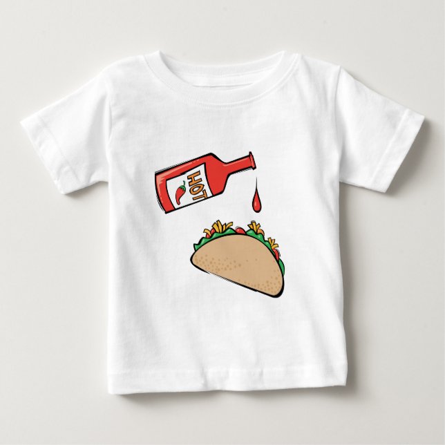 T-shirt Pour Bébé Taco et sauce chaude (Devant)