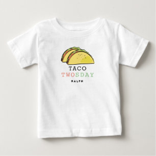 T-shirt Pour Bébé Taco Twosday Mardi Blanc 2e Anniversaire Garçon