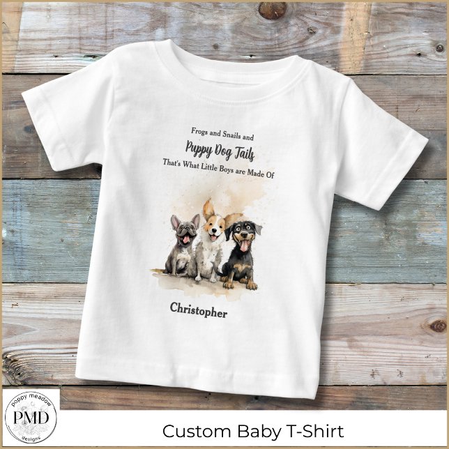 T-shirt Pour Bébé Tails Chien Chien Chien Rhyme Baby Boy Personnalis (Puppy Dog Tails Nursery Rhyme Baby Boy Personalized T-Shirt, Frogs, Snails, Puppy Dog Tails.)