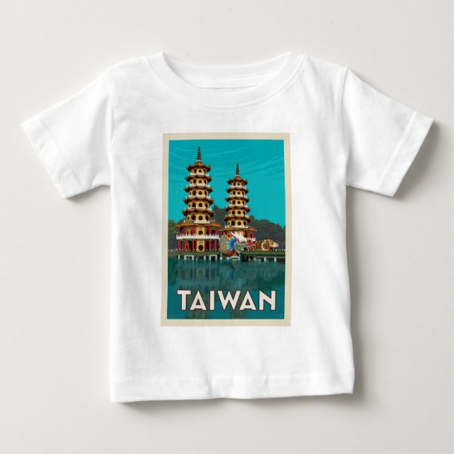 T-shirt Pour Bébé Taïwan | Pagode Du Dragon Et Du Tigre (Devant)
