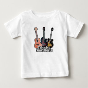 T-shirt Pour Bébé Talentueux depuis la naissance. Guitare colorée vi