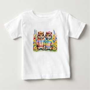 T-shirt Pour Bébé Tamaraux jumelles sous l'arc-en-ciel