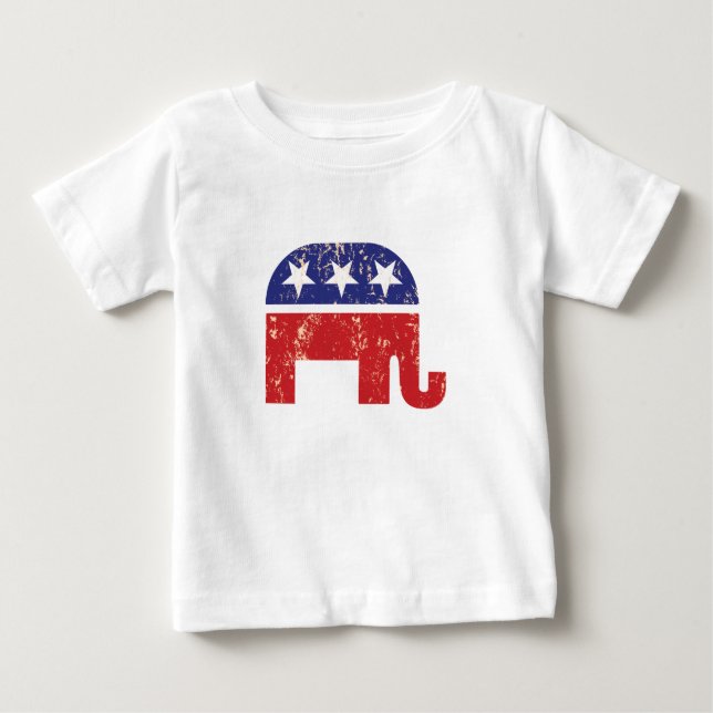 T-shirt Pour Bébé Tan affligé par éléphant original républicain (Devant)