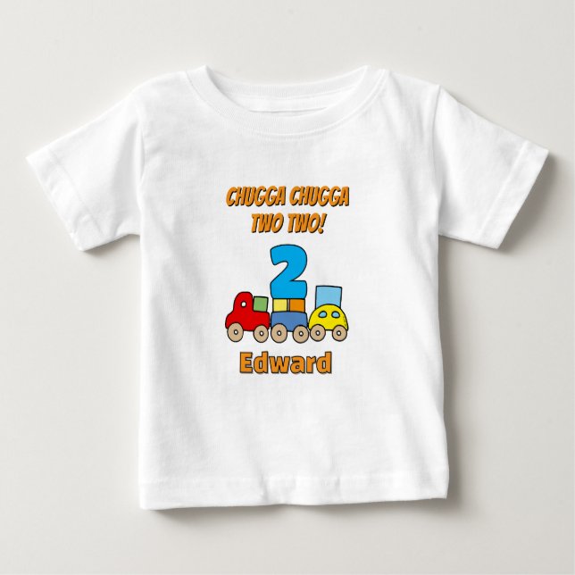 T-shirt Pour Bébé Tchou Tchou Deux Deux Train de 2e Anniversaire (Devant)