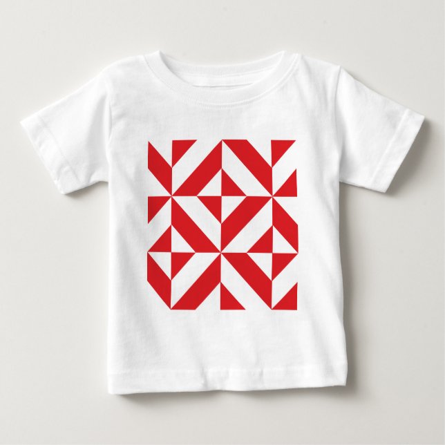 T-shirt Pour Bébé Tchry Red Geometric Deco Cube Pattern (Devant)