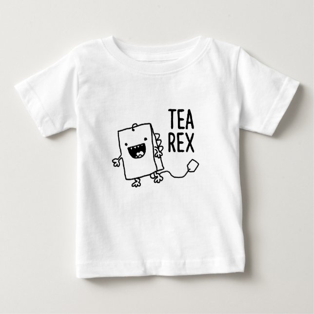 T-shirt Pour Bébé Tea Rex Tea Sac Drôle Pun Carton (Devant)