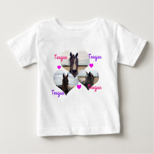 T-shirt Pour Bébé Teagan Nom Avec Chevaux Dans Les Coeurs,
