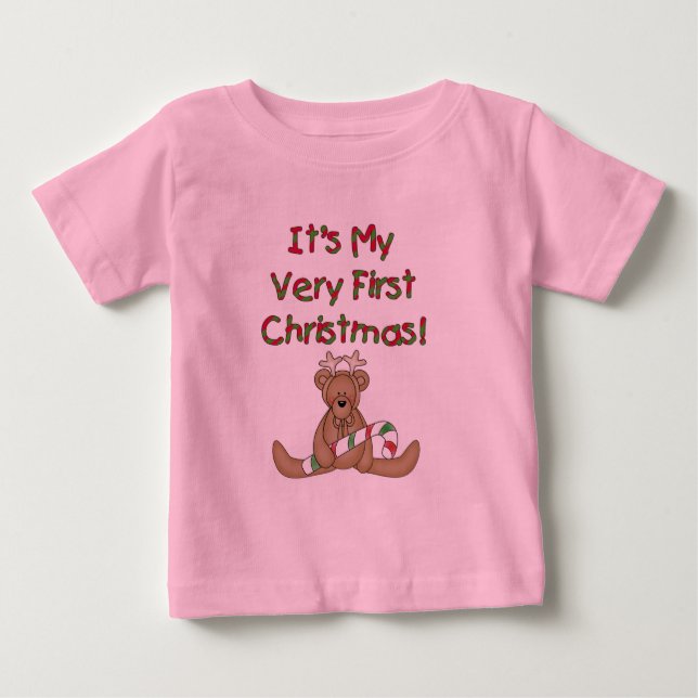 T-shirt Pour Bébé Teddy Bear Très Premier Noël (Devant)