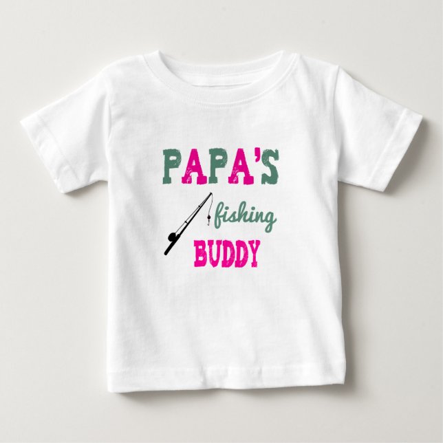 T-shirt Pour Bébé Tee bébé Copain de pêche de Papa (rose) (Devant)