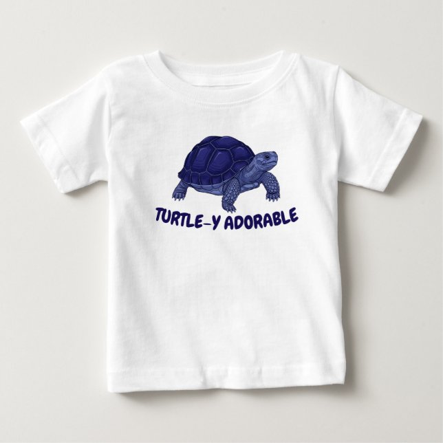 T-shirt Pour Bébé Tee bébé tortue adorable bleu (Devant)
