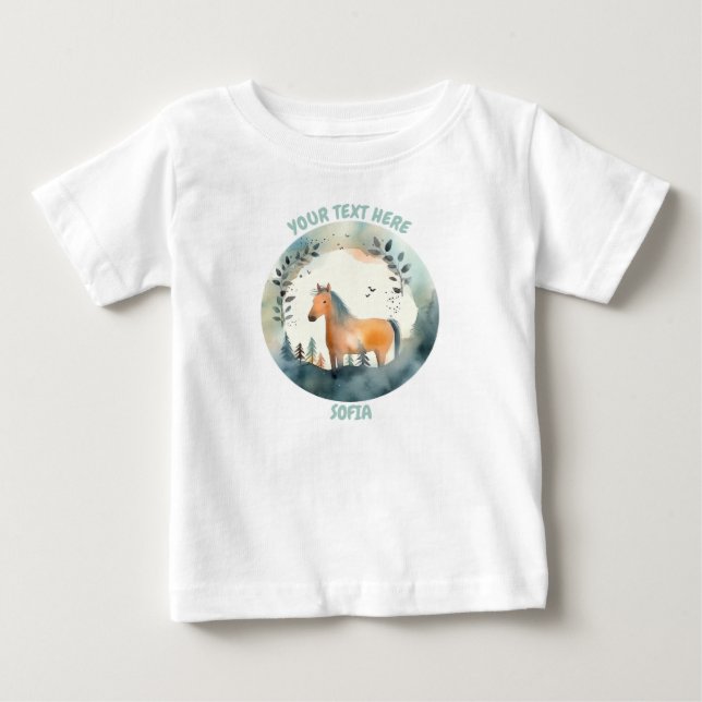 T-shirt Pour Bébé Tee de bébé Cheval personnalisé (Devant)