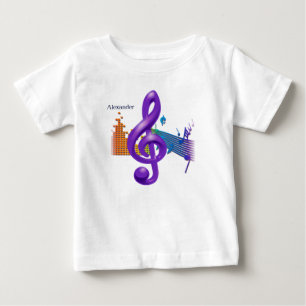 T-shirt Pour Bébé Tee de musique de fond en fer - Nom personnalisé