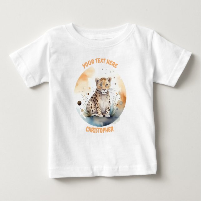 T-shirt Pour Bébé Tee léopard personnalisée (Devant)