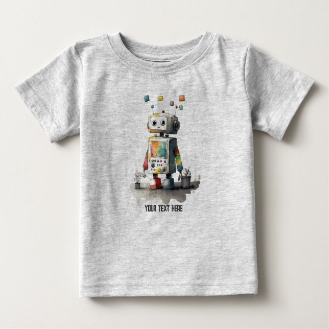 T-shirt Pour Bébé Tee robotique bébé personnalisée (Devant)
