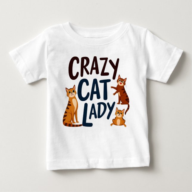 T-shirt Pour Bébé Tee-shirt bébé adorable – Dame de chat folle avec  (Devant)