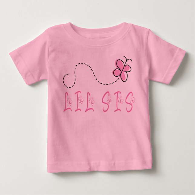 T-shirt Pour Bébé Tee - shirt bébé papillon rose Lil Sis (Devant)