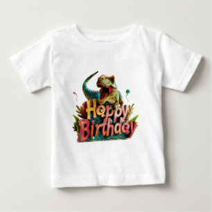 T-shirt Pour Bébé Tee-shirt d'anniversaire dinosaure – Thème de dino