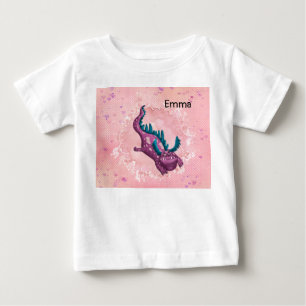 T-shirt Pour Bébé Tee - shirt pour bébé fille avec dragon en rose
