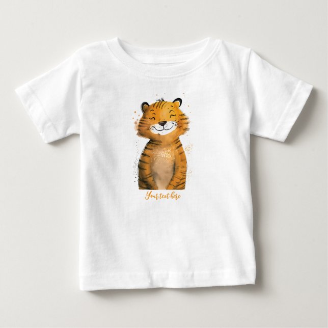T-shirt Pour Bébé Tee tigre de bébé personnalisée (Devant)