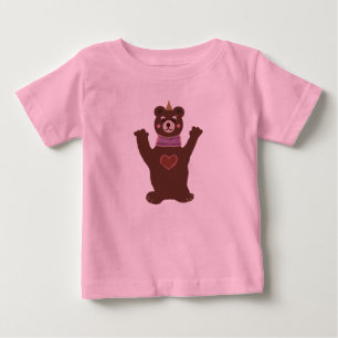 T-shirt Pour Bébé Teinture de bambou rose avec ours