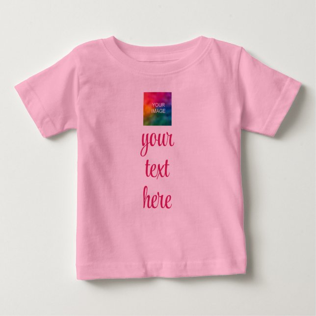 T-shirt Pour Bébé Téléchargez Votre Photo Ajouter Texte Modèle Branc (Devant)