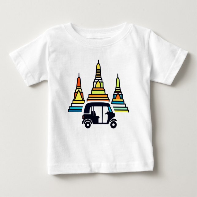 T-shirt Pour Bébé Temples thaïlandais et tuk tuks (Devant)