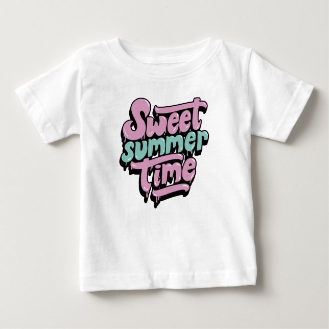 T-shirt Pour Bébé Temps d'été rétro doux (Devant)