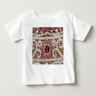 T-shirt Pour Bébé tendance or argent élégant bordeaux rose bohème 