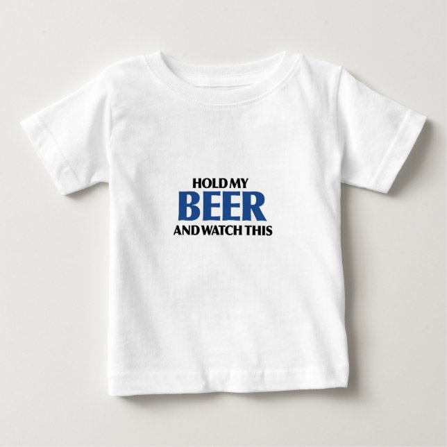 T-shirt Pour Bébé Tenez ma bière (le bombardier bleu) (Devant)