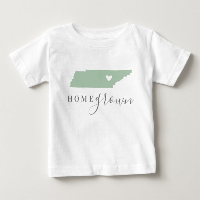 T-shirt Pour Bébé Tennessee Maison cultivée | Carte d'état des coule (Devant)