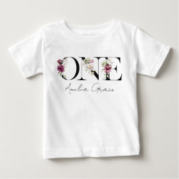 T-shirt Pour Bébé Tenue Floral ONE pour la 1ère année de bébé fille 