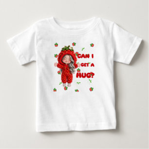 T-shirt Pour Bébé Tenue Kawaii Strawberry "Puis-je avoir un câlin ?"