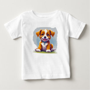 T-shirt Pour Bébé Tenues quotidiennes de chien mignon dessin animé k