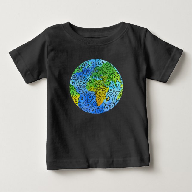 T-shirt Pour Bébé Terre tourbillonnant (Devant)