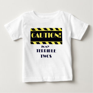 T-shirt Pour Bébé Terrible Twos Drôle Caution Bande Jaune Et Noir