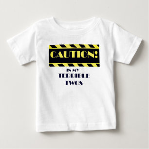 T-shirt Pour Bébé Terrible Twos Funny Attention Tape Jaune Et Noir