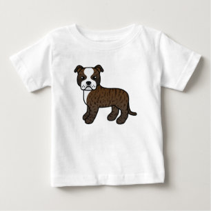 T-shirt Pour Bébé Terrier Bull Staffordshire Bringé Et Blanc Chien
