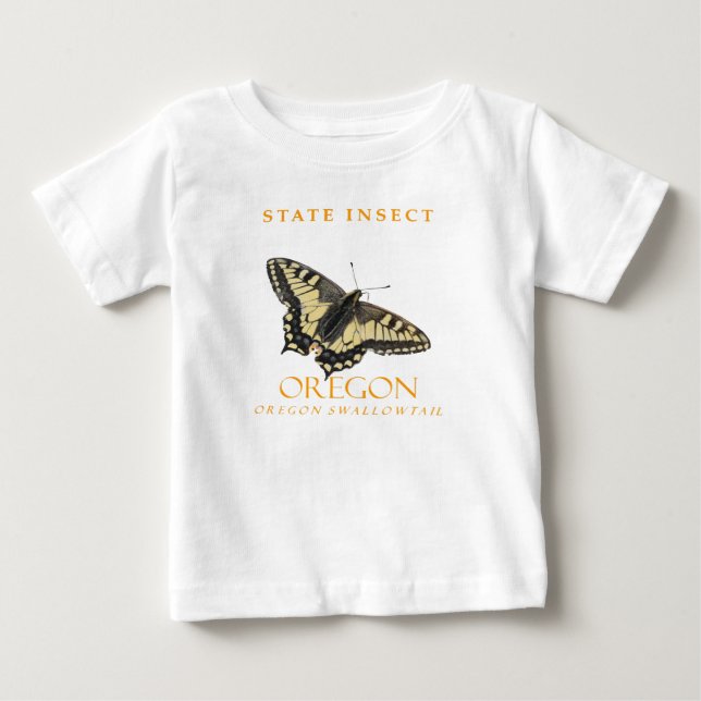 T-shirt Pour Bébé Territoire de l'Oregon Insecte Le Papillon de l'Or (Devant)