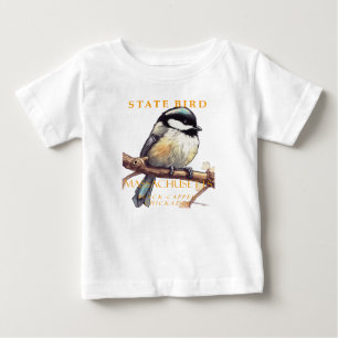 T-shirt Pour Bébé Territoire du Massachusetts Oiseau Le mésange à tê
